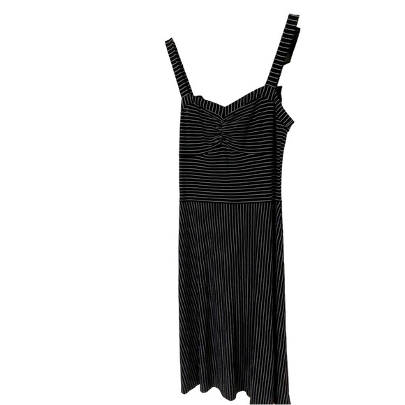 LOFT Dresses & Skirts - Ann Taylor LOFT Navy Striped Ruched Chest Stretchy & Soft/Strappy Midi Dress 10